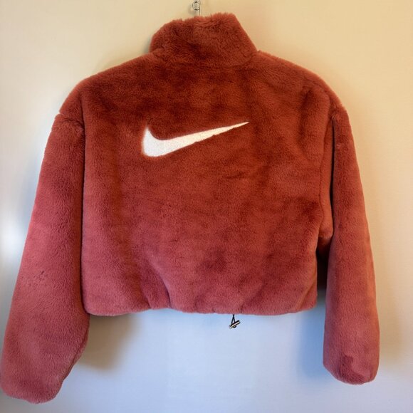 Nike Women's Faux Fur Crop Jacket - Picture 1 of 4